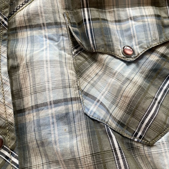 DKNY Size Large Western Style Pearl Snaps Short Sleeve Patterned Shirt - Picture 7 of 8